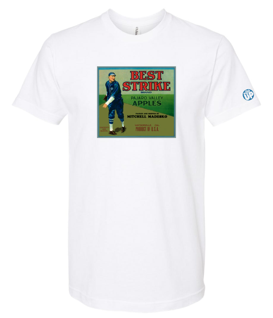 vintage packaging with baseball player on white t-shirt