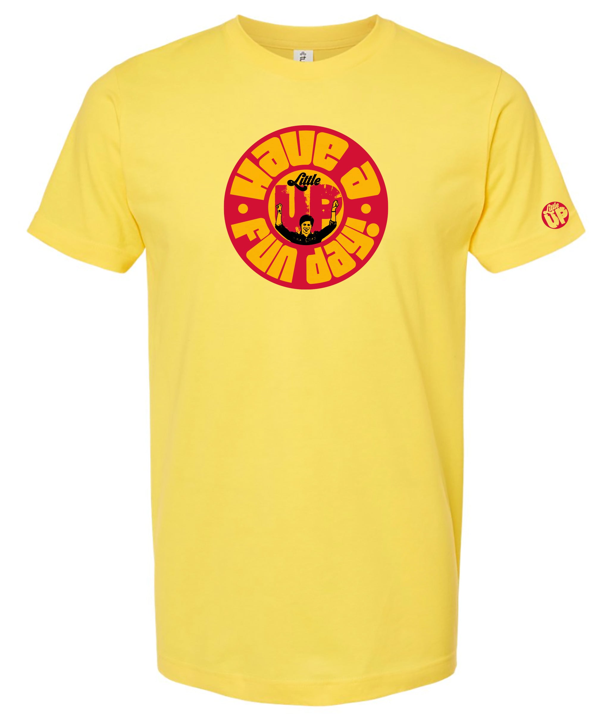 Yellow tee with a red and yellow 