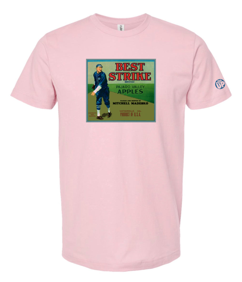 vintage packaging with baseball player on pink t-shirt